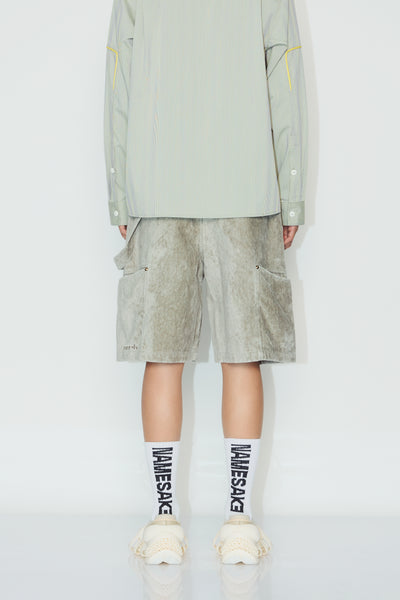 GREEN TERRYCLOTH CARPENTER SHORTS ALOE GREEN