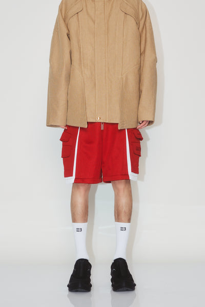 MALIK CARGO BBALL SHORTS HEAT RED