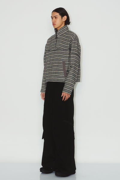 MILLER STRIPED HALF-ZIP SWEATER STRIPED BLACK TOWEL