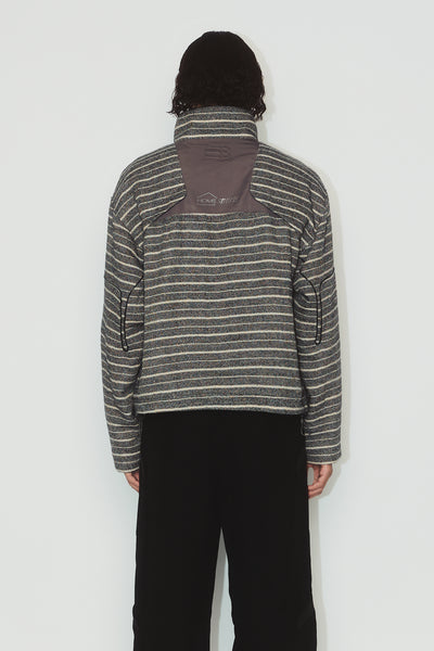 MILLER STRIPED HALF-ZIP SWEATER STRIPED BLACK TOWEL