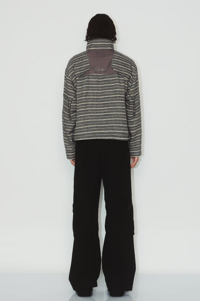 MILLER STRIPED HALF-ZIP SWEATER STRIPED BLACK TOWEL
