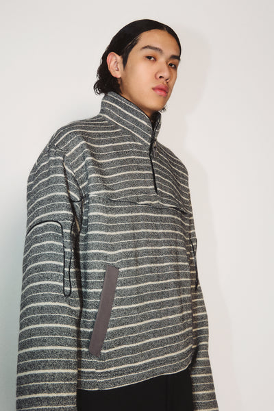 MILLER STRIPED HALF-ZIP SWEATER STRIPED BLACK TOWEL