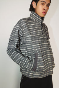 MILLER STRIPED HALF-ZIP SWEATER STRIPED BLACK TOWEL
