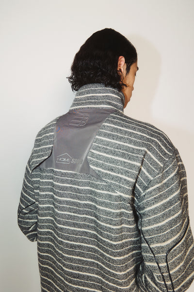 MILLER STRIPED HALF-ZIP SWEATER STRIPED BLACK TOWEL