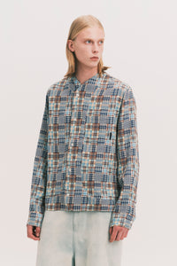 COMOLI LS SHIRT BLUE PLAID