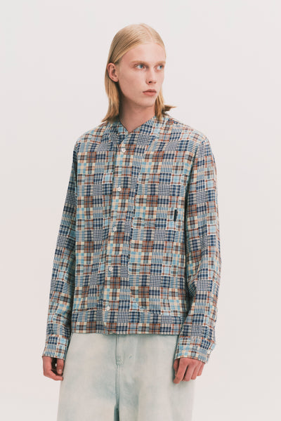 COMOLI LS SHIRT BLUE PLAID
