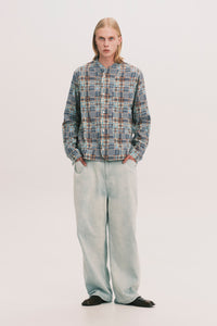 COMOLI LS SHIRT BLUE PLAID