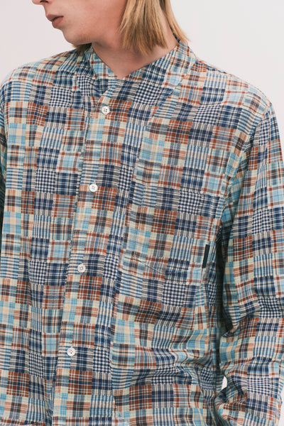 COMOLI LS SHIRT BLUE PLAID