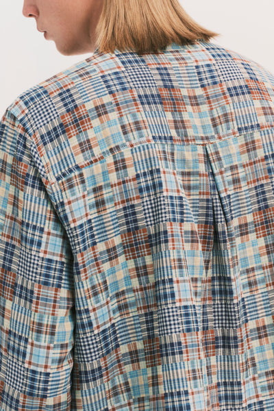 COMOLI LS SHIRT BLUE PLAID