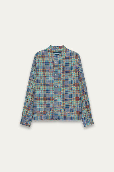 COMOLI LS SHIRT BLUE PLAID