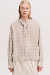 COMOLI SCARF SHIRT GREY PLAID