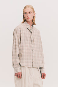 COMOLI SCARF SHIRT GREY PLAID