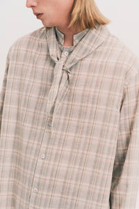 COMOLI SCARF SHIRT GREY PLAID