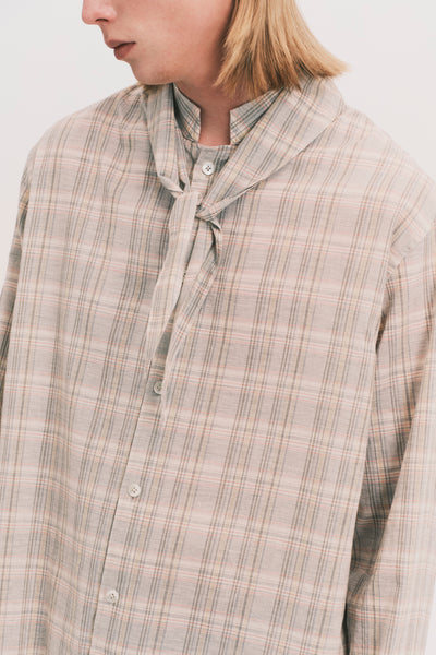 COMOLI SCARF SHIRT GREY PLAID