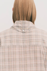 COMOLI SCARF SHIRT GREY PLAID