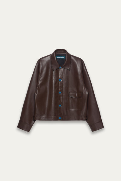 TYPE 1 BROGUE LEATHER JACKET BROWNIE BROWN