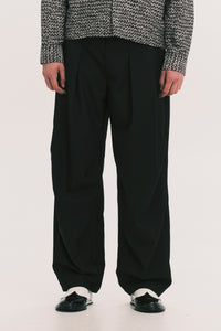 TOWSON PLEATED RELAX TROUSER EUPHORIC BLACK WOOL