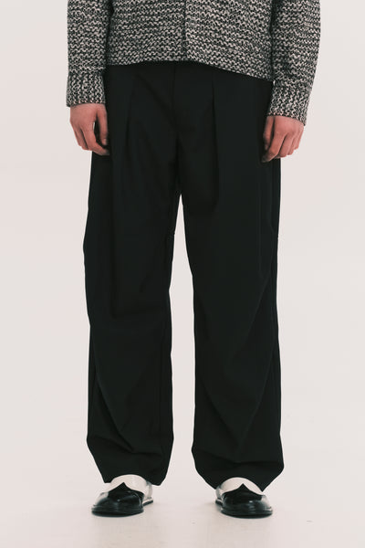 TOWSON PLEATED RELAX TROUSER EUPHORIC BLACK WOOL