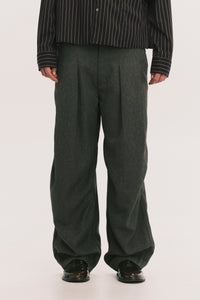 TOWSON PLEATED DENIM TROUSER BROWN HERRINGBONE (NAMESAKE EXCLUSIVE)