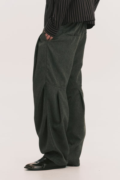 TOWSON PLEATED DENIM TROUSER BROWN HERRINGBONE (NAMESAKE EXCLUSIVE)