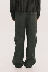 TOWSON PLEATED DENIM TROUSER BROWN HERRINGBONE (NAMESAKE EXCLUSIVE)
