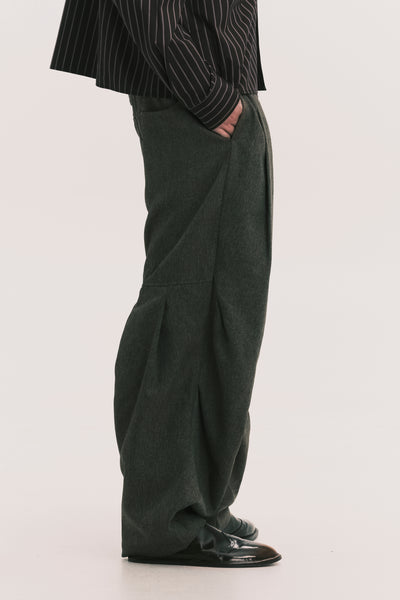 TOWSON PLEATED DENIM TROUSER BROWN HERRINGBONE (NAMESAKE EXCLUSIVE)