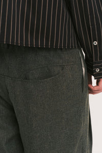 TOWSON PLEATED DENIM TROUSER BROWN HERRINGBONE (NAMESAKE EXCLUSIVE)