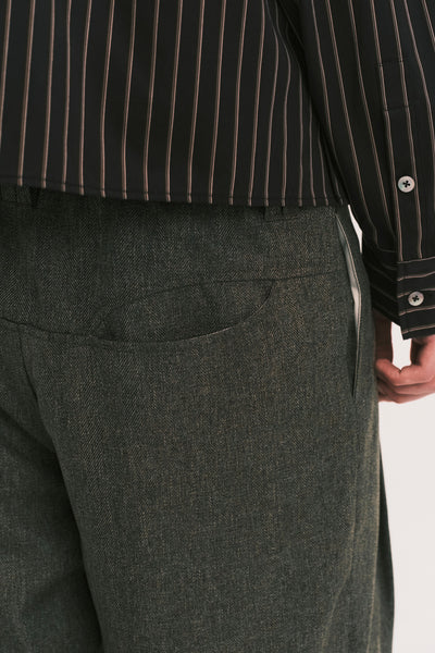 TOWSON PLEATED DENIM TROUSER BROWN HERRINGBONE (NAMESAKE EXCLUSIVE)