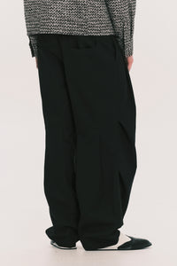 TOWSON PLEATED RELAX TROUSER EUPHORIC BLACK WOOL