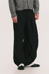 TOWSON PLEATED RELAX TROUSER EUPHORIC BLACK WOOL