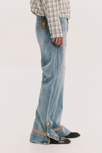 NAPO STRAIGHT SLIT JEANS LIGHT BLUE