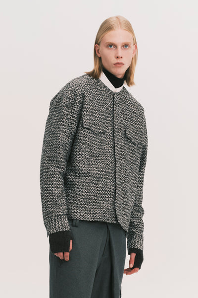 KORVER CARDIGAN SHIRT PEPPER GREY JAQUARD