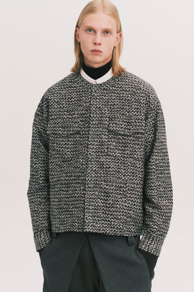 KORVER CARDIGAN SHIRT PEPPER GREY JAQUARD