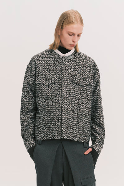 KORVER CARDIGAN SHIRT PEPPER GREY JAQUARD