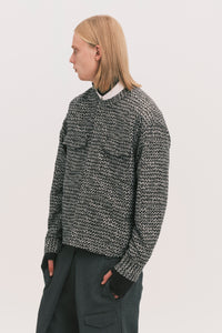 KORVER CARDIGAN SHIRT PEPPER GREY JAQUARD