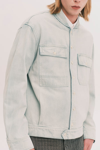 JEAN SHAWL COLLAR DENIM SHIRT SALT GREEN