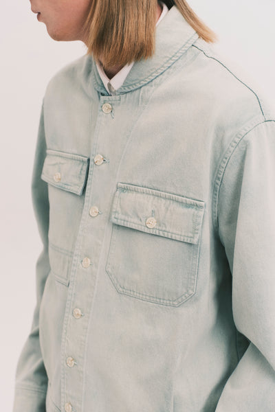 JEAN SHAWL COLLAR DENIM SHIRT SALT GREEN