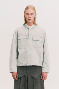 JEAN SHAWL COLLAR DENIM SHIRT SALT GREEN