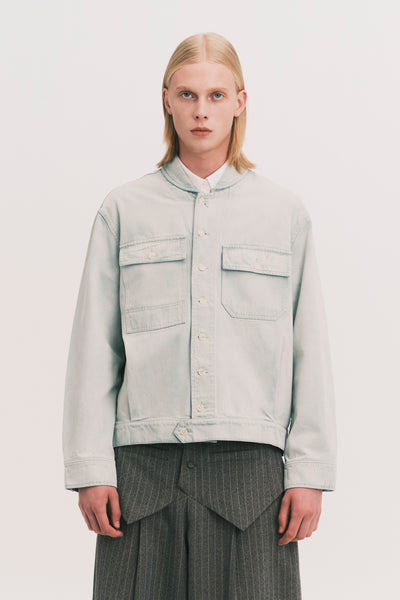 JEAN SHAWL COLLAR DENIM SHIRT SALT GREEN