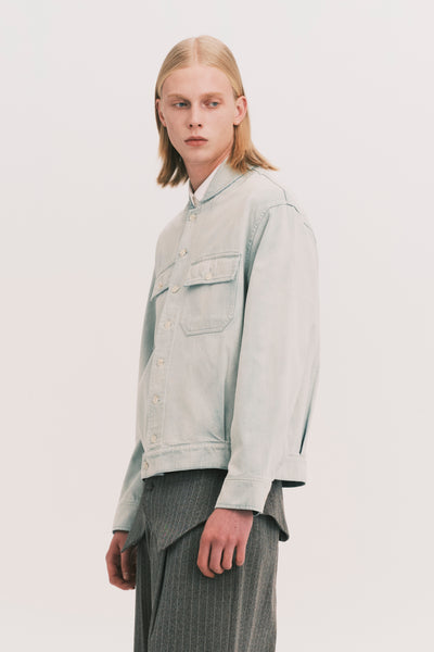 JEAN SHAWL COLLAR DENIM SHIRT SALT GREEN