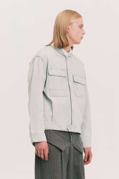 JEAN SHAWL COLLAR DENIM SHIRT SALT GREEN