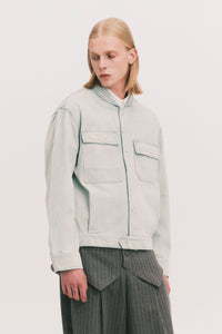 JEAN SHAWL COLLAR DENIM SHIRT SALT GREEN