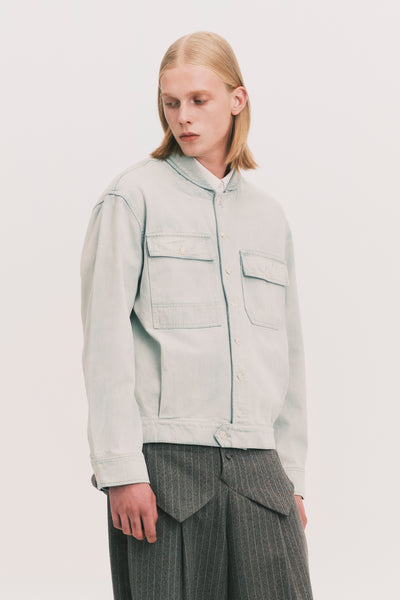 JEAN SHAWL COLLAR DENIM SHIRT SALT GREEN