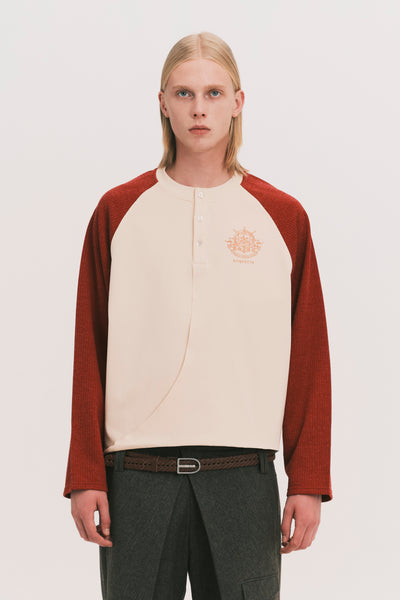 HENLEY LS TWIST TEE ROUGE RED