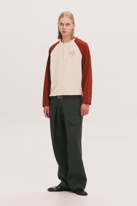 HENLEY LS TWIST TEE ROUGE RED