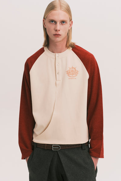 HENLEY LS TWIST TEE ROUGE RED