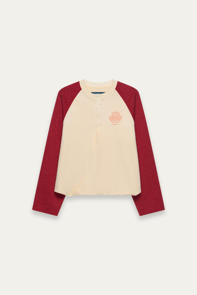 HENLEY LS TWIST TEE ROUGE RED
