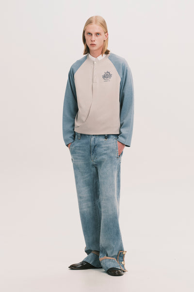 HENLEY LS TWIST TEE SNOW BLUE