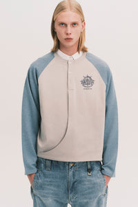 HENLEY LS TWIST TEE SNOW BLUE