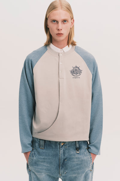 HENLEY LS TWIST TEE SNOW BLUE
